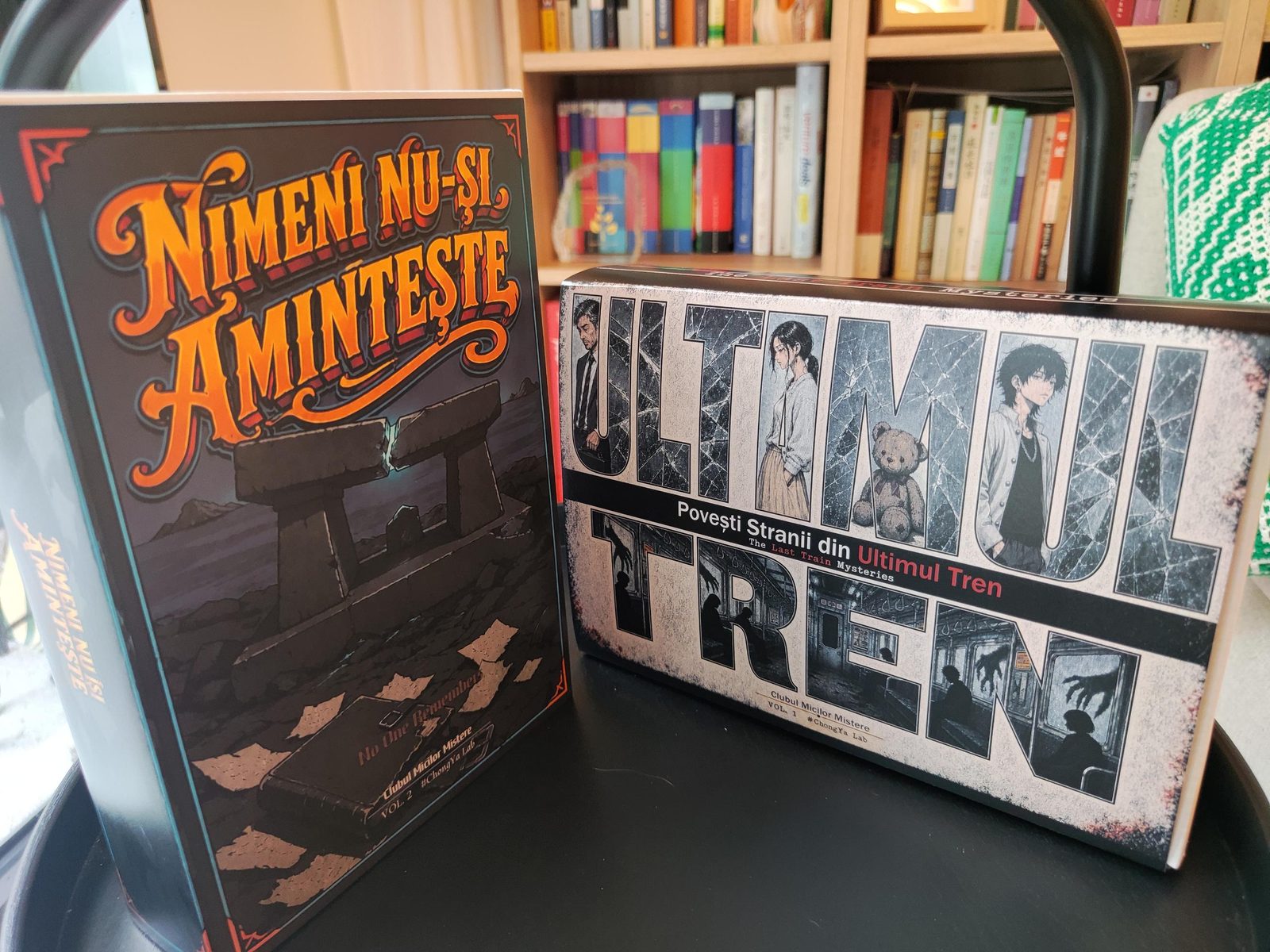 Both volumes of the Little Mysteries Club on a shelf